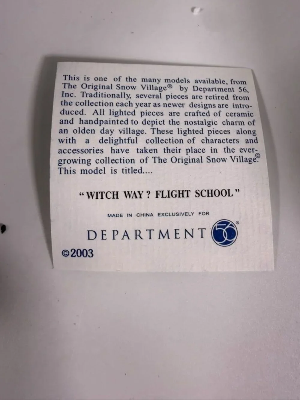 Halloween House Dept 56 Snow Village Witch Way? Flight School  Gift Set Witches